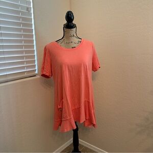 Coral Ruffle Hem Women's Top